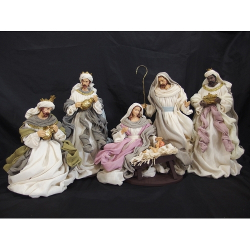 Figury do szopki bożonarodzeniowej - Zestaw bożonarodzeniowy FS36N - Figury w ubraniach z materiału do szopki betlejemskiej
